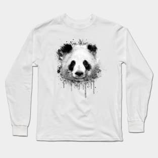 Cool Abstract Panda Portrait in Black & White Long Sleeve T-Shirt